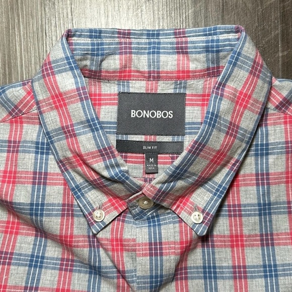 Bonobos Men's Slim Fit Plaid Shirt - Red and Blue - Picture 2 of 5